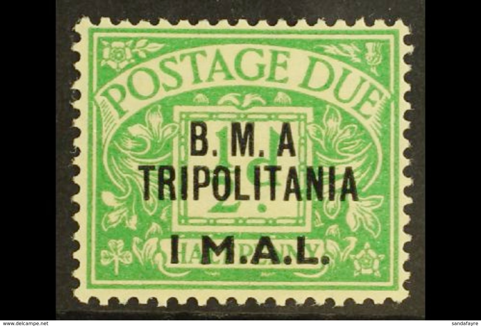 TRIPOLITANIA POSTAGE DUES - 1948 1l On ½d Emerald Variety "No Stop After A", SG TD1a, Very Fine Mint. For More Images, P - Africa Orientale Italiana
