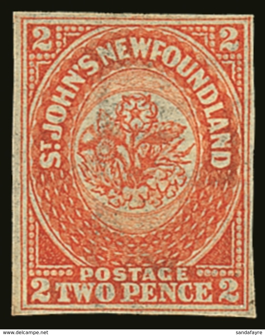 1860 2d Orange-vermilion With "CEY" Of "Stacey Wise" Paper-maker's Wmk, Unitrade 11i (SG 10 Variety) Fine Unused No Gum  - Other & Unclassified