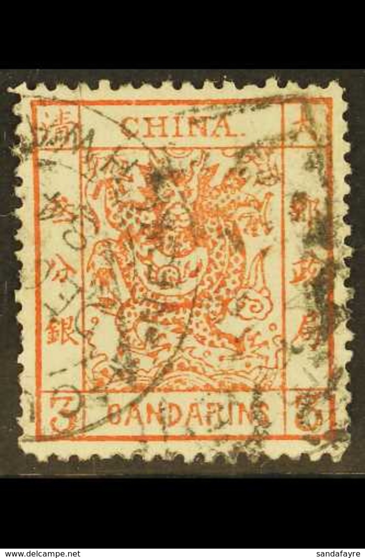 1878-83 3ca Brown-red Dragon Thicker Paper, SG 8, Used With Indistinct Boxed Cancel And "Customs / Newchwang / Dec 13 84 - Altri & Non Classificati