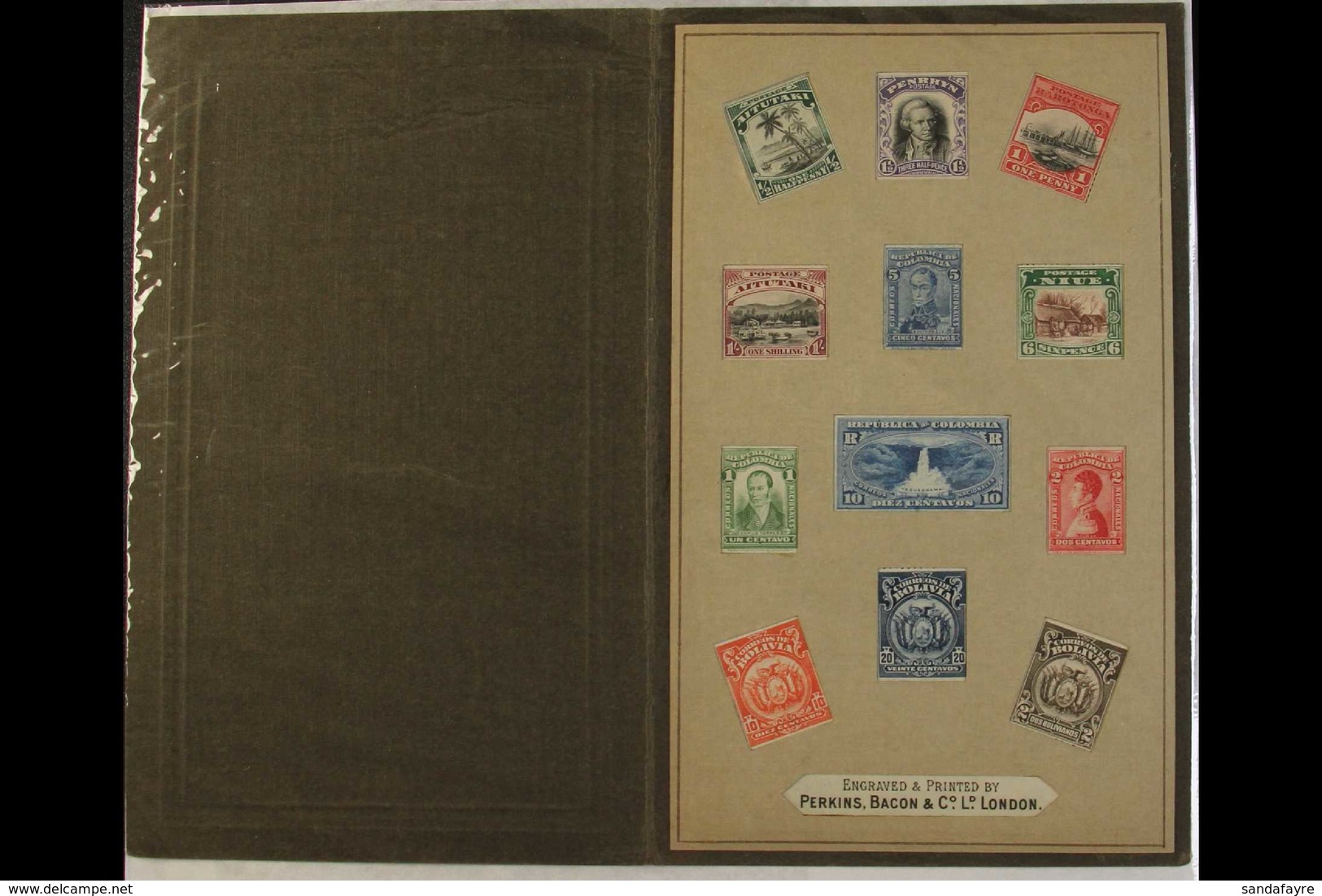 PERKINS, BACON & CO - RARE PRINTERS SAMPLES FOLDER Circa 1920, And Containing A Range Of Mint Issues With Card Surround  - Cook
