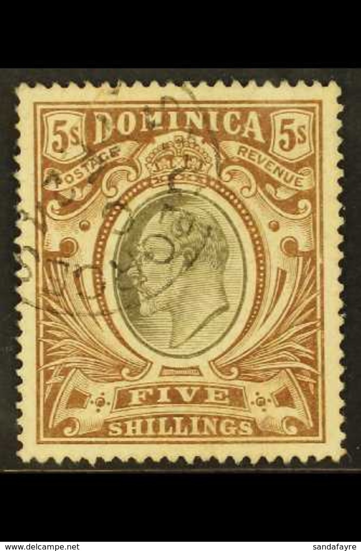 1907-08 5s Black & Brown, CA Wmk, SG 46, Fine Cds Used For More Images, Please Visit Http://www.sandafayre.com/itemdetai - Dominica (...-1978)