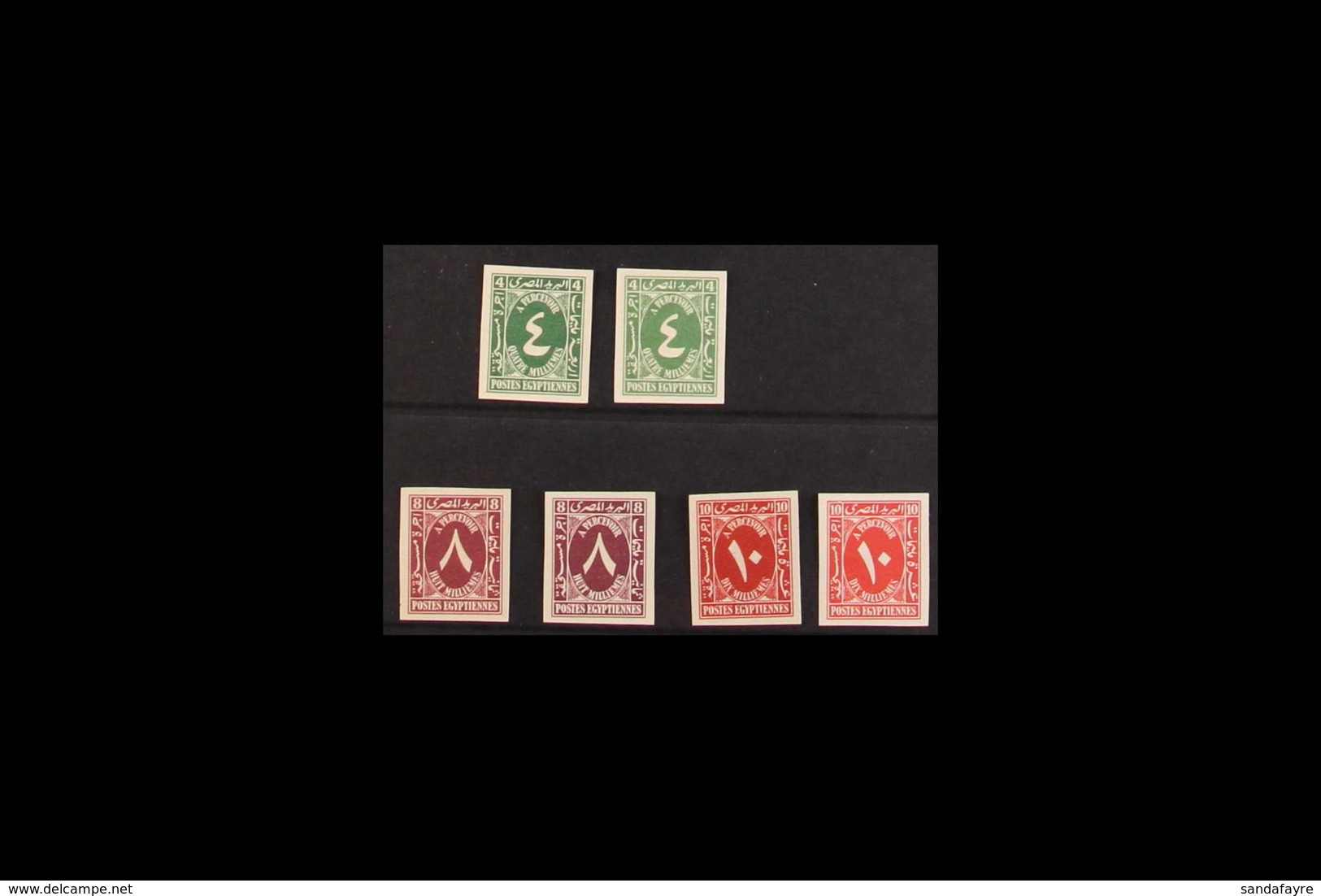 1927 POSTAGE DUE ROYAL IMPERFS With "Cancelled" On Back, With Two Shades Of Each For 4m, 8m And 10m, Fine. (6 Stamps) Fo - Altri & Non Classificati