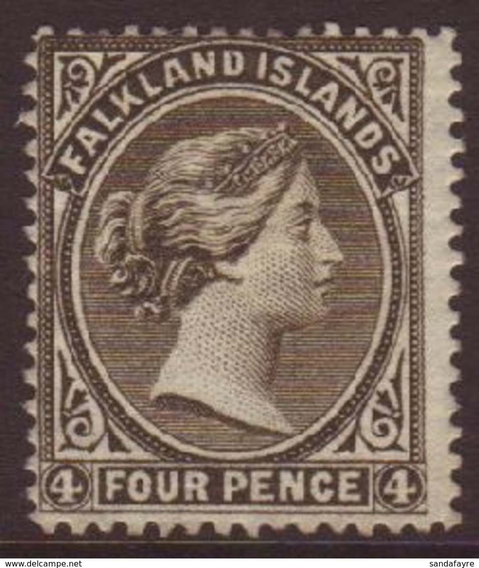 1885 4d Grey Black, Wmk CA Sideways, SG 10, Fine Mint, Some Light Staining On Gum Not Showing Through. For More Images,  - Falkland
