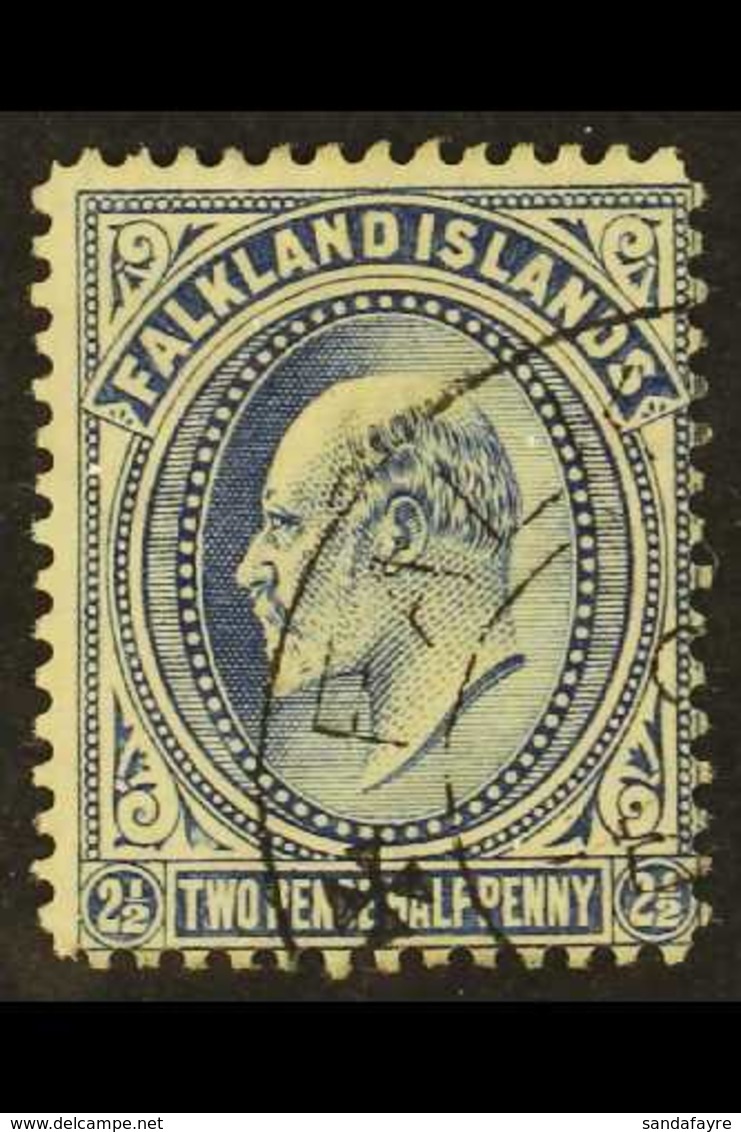 1904-12 2½d Deep Blue, SG 46b, Very Fine Used. A Lovely Example Of This Scarce Shade. BPA Certificate. For More Images,  - Falkland Islands