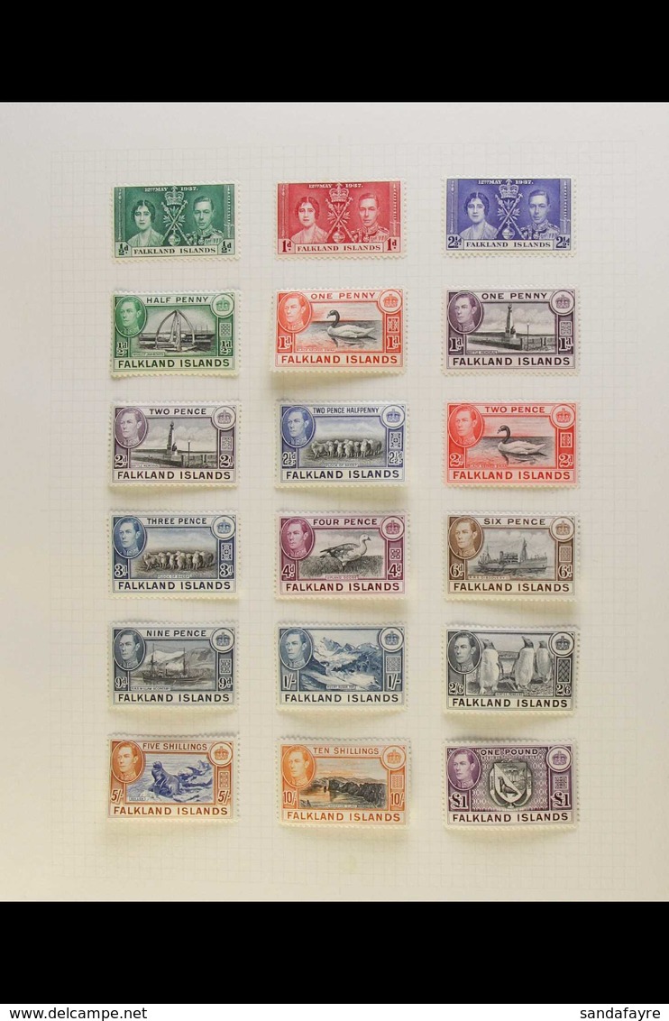 1937-52 VERY FINE MINT COLLECTION An Attractive All Different Collection Of King George VI Issues On Album Pages, Includ - Falkland Islands