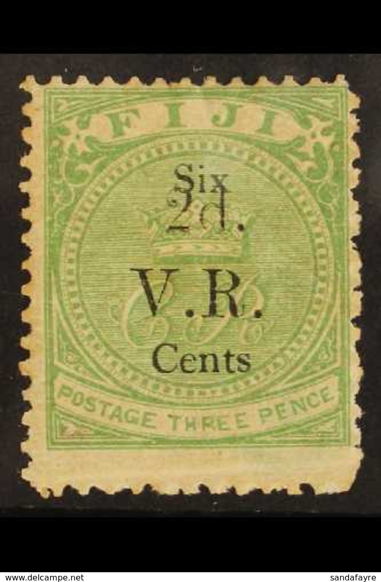 1875 2c On 6c On 3d Green, Surcharge In Black, SG 25, Mint With A Couple Of Tiny Gum Thins, Light Crease Across Base Cle - Fiji (...-1970)