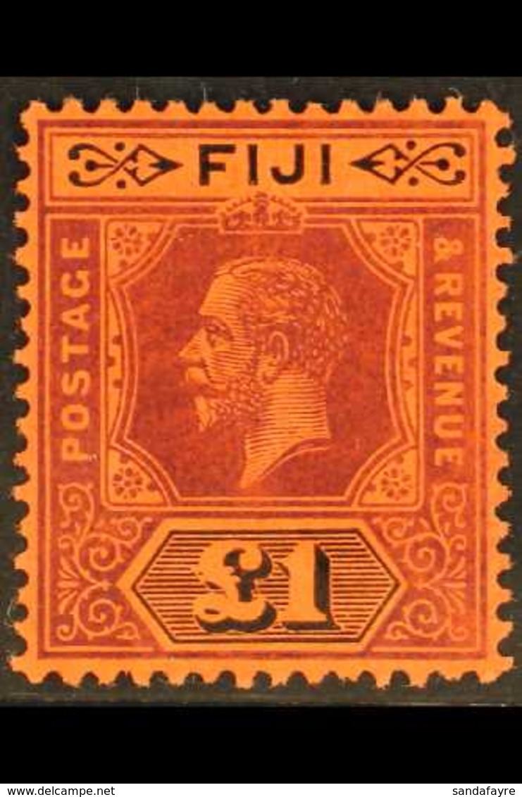 1912-23 £1 Purple And Black / Red Die I, SG 137, Mint Very Lightly Hinged. Fresh. For More Images, Please Visit Http://w - Fiji (...-1970)