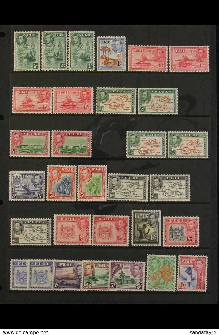 1938-55 Complete Set, SG 249/266b, Plus Additional Perf And Die Changes Less 2½d Perf. 14, Superb Never Hinged Mint. (31 - Fiji (...-1970)