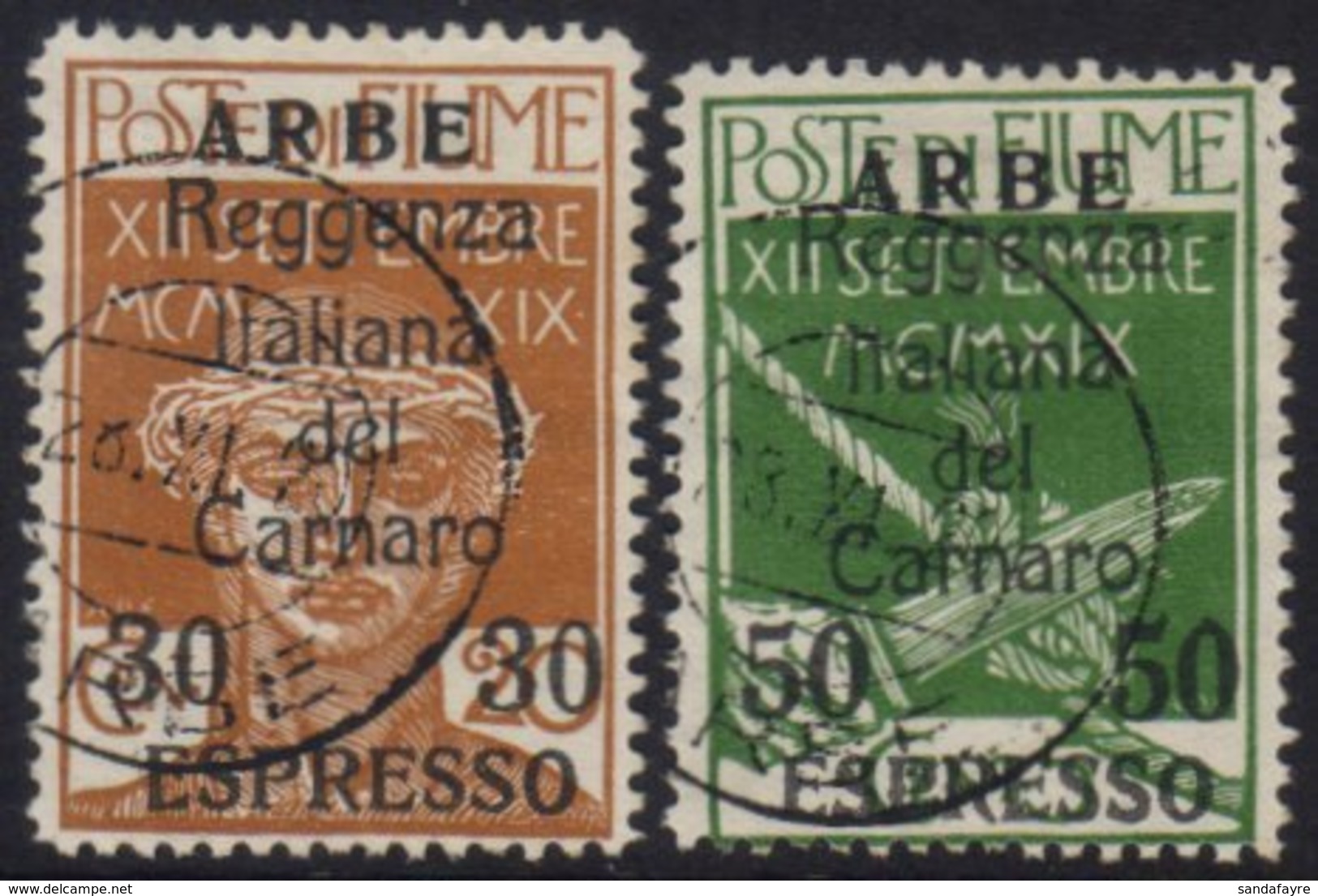 ARBE Express 1920 Overprints Complete Set, Sass S.52, Very Fine Cds Used. (2 Stamps) For More Images, Please Visit Http: - Fiume