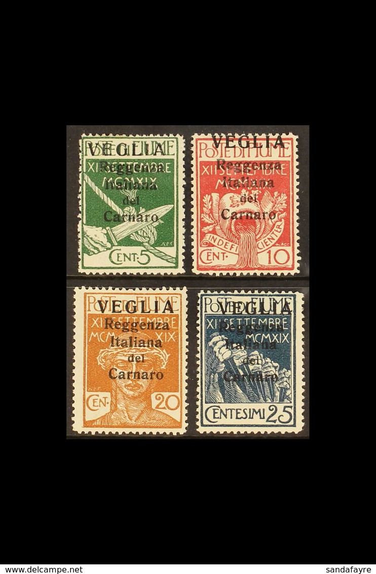 VEGLIA 1920 "VEGLIA" Large Letters Local Overprint Complete Set (Sassone 1/4, SG 1A/4A), Fine Mint, Very Fresh & Scarce, - Fiume