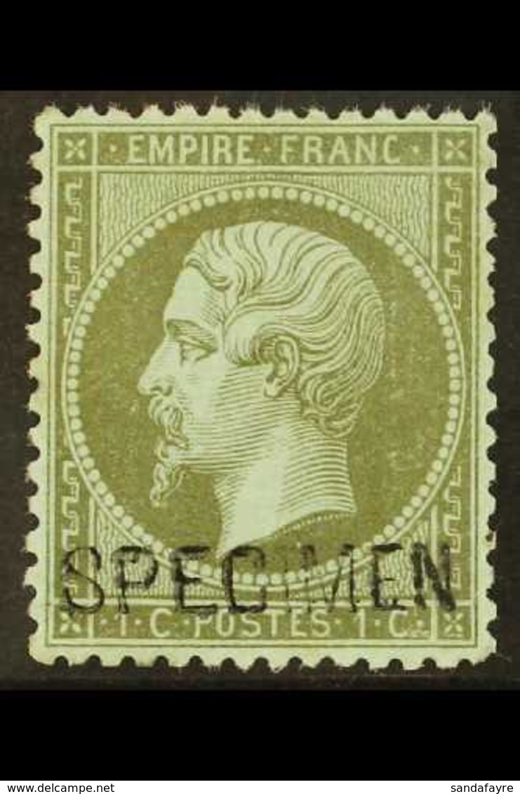 1862 1c Olive-green On Greenish Napoleon III With "SPECIMEN" Overprint (Yvert 19f, Maury 1), Fine Mint, Light Corner Wri - Other & Unclassified