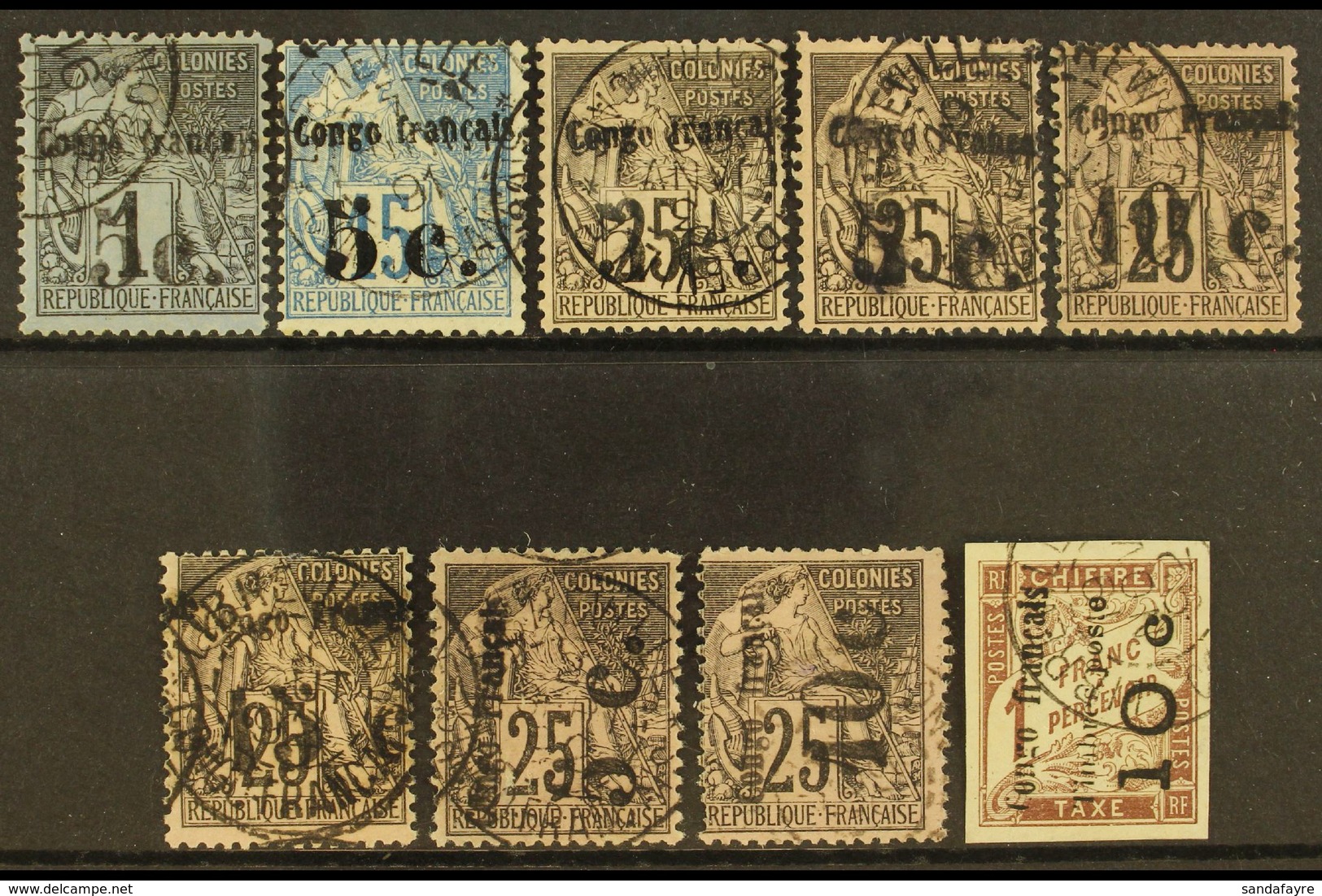 CONGO 1891 - 1892 SURCHARGES Lovely Group Of Very Fine Used Stamps. Includes 1891-92 Type I 5c On 1c, 5c On 15c & 5c On  - Altri & Non Classificati