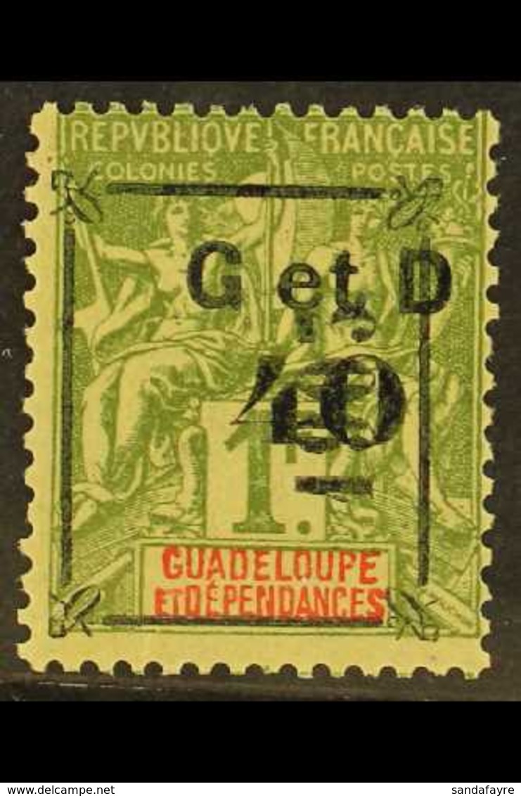 GUADELOUPE 1904 40c On 1f Olive-green Surcharge In Black With "1903" At Right Reading Upwards (Yvert 54, SG 59dA), Fine  - Other & Unclassified