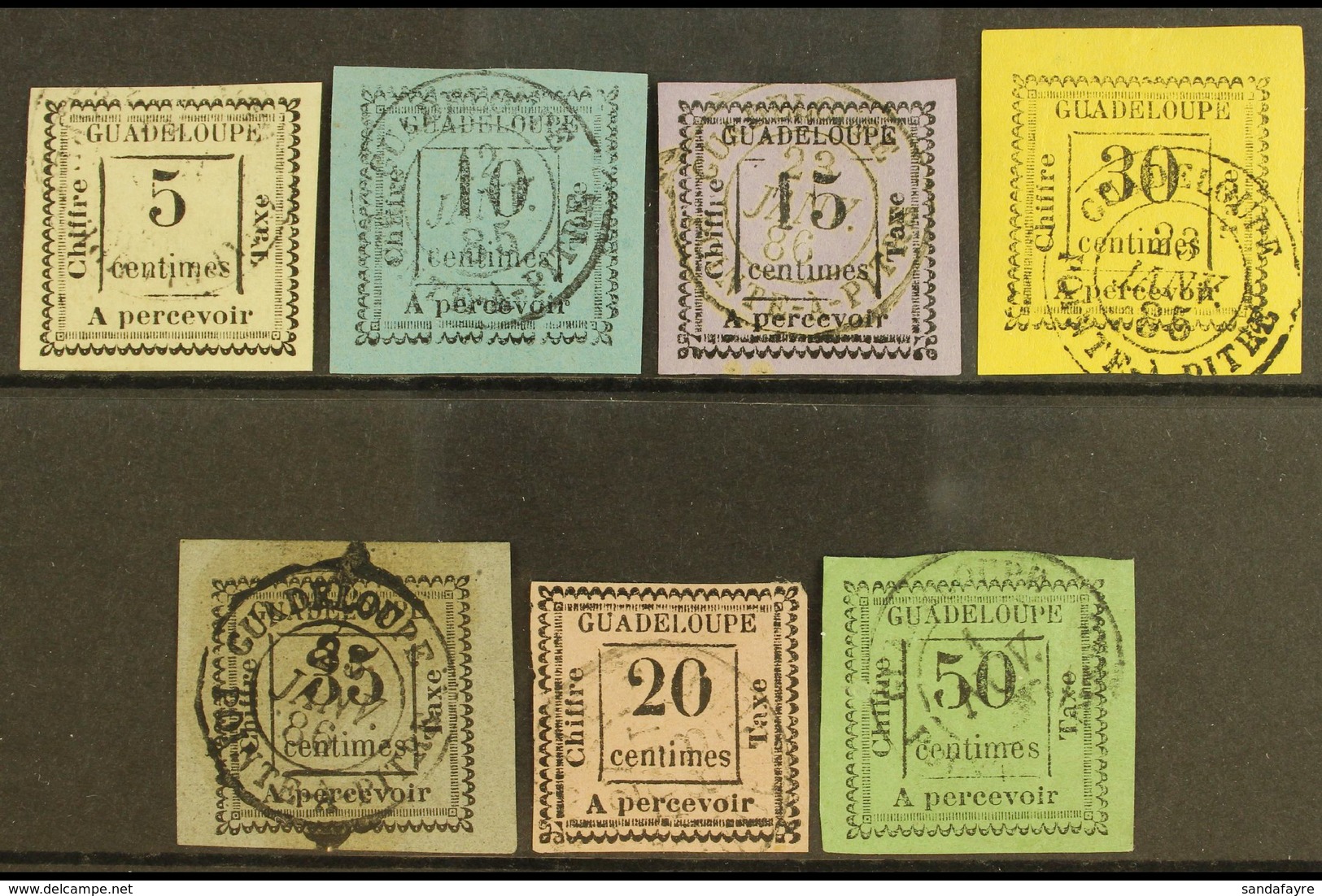 GUADELOUPE POSTAGE DUES 1884 Set Complete, Yv 6-12, Fine To Very Fine Used. (7 Stamps) For More Images, Please Visit Htt - Other & Unclassified