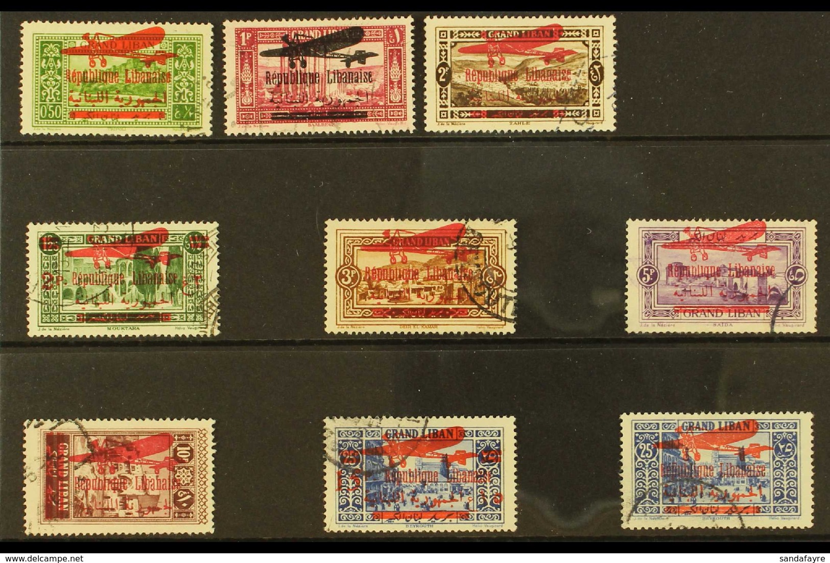 LEBANON 1928-30 Surcharged Air Set, Yv 29/37, Very Fine Cds Used (9 Stamps) For More Images, Please Visit Http://www.san - Sonstige & Ohne Zuordnung