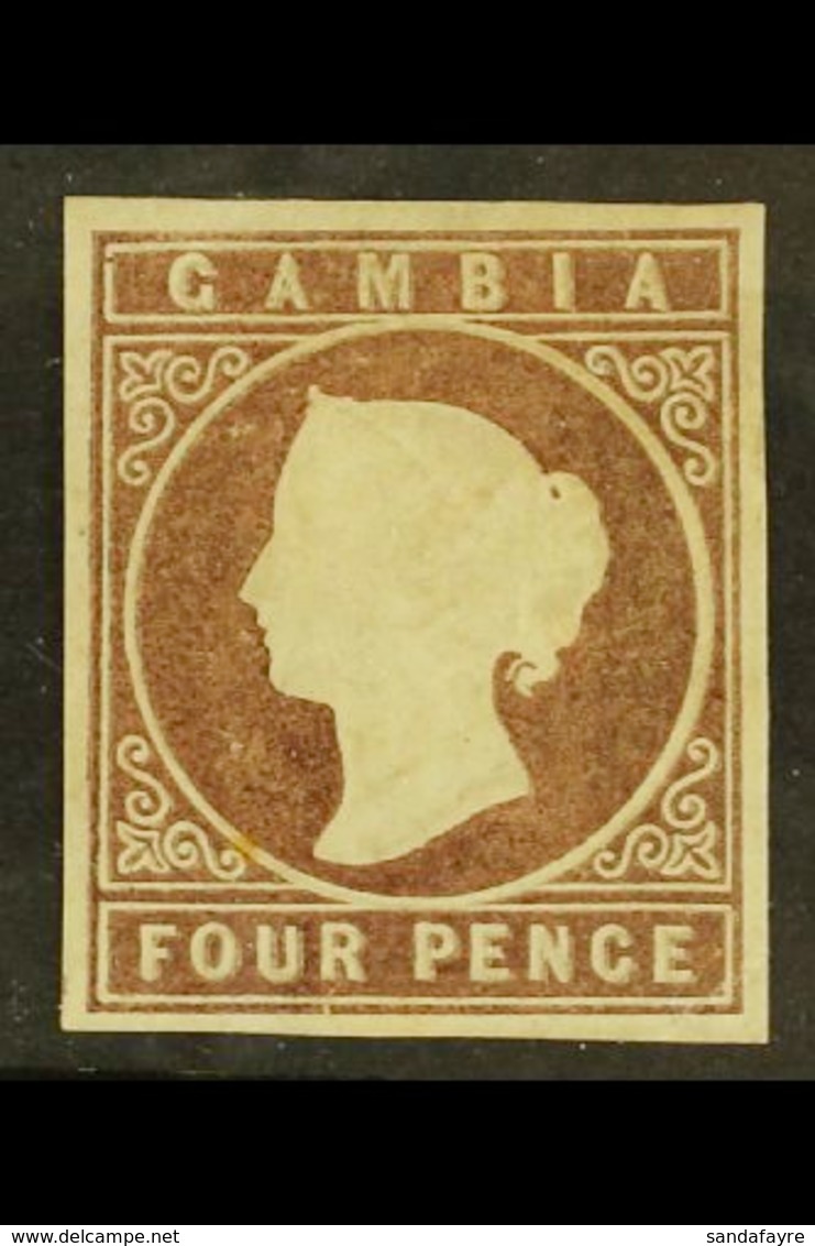 1869 4d Pale Brown No Wmk, SG 2, Mint Part OG With 4 Good Neat Margins. For More Images, Please Visit Http://www.sandafa - Gambia (...-1964)