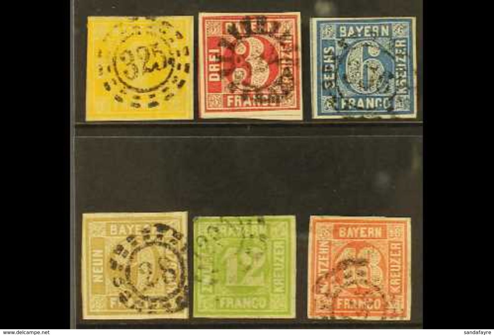 BAVARIA 1862 Complete Set (Michel 8/13, SG 20-33), Used, All With Four Margins, Some With Minor Thins, Cat £355. (6 Stam - Other & Unclassified