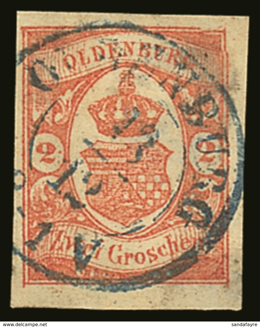 OLDENBURG 1861 2g Red Imperf With Variety "DEFORMITY TO UPPER RIGHT CORNER", Michel 13, Very Fine Appearing With 4 Margi - Other & Unclassified