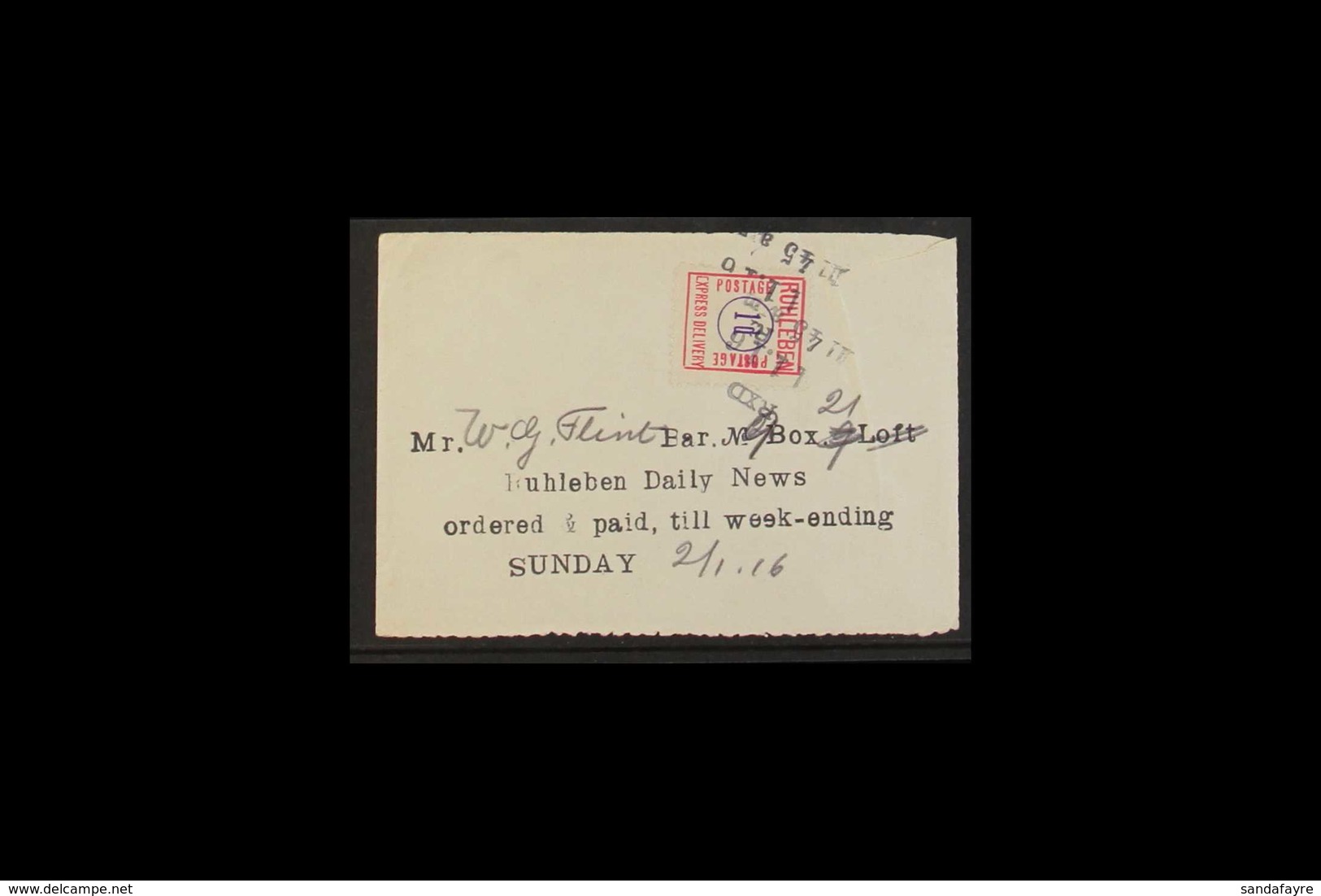 RUHLEBEN P.O.W. CAMP POST 1915-16 1d "Express Delivery" Used (1.1.16) On Newspaper Receipt. Nice Item! For More Images,  - Other & Unclassified