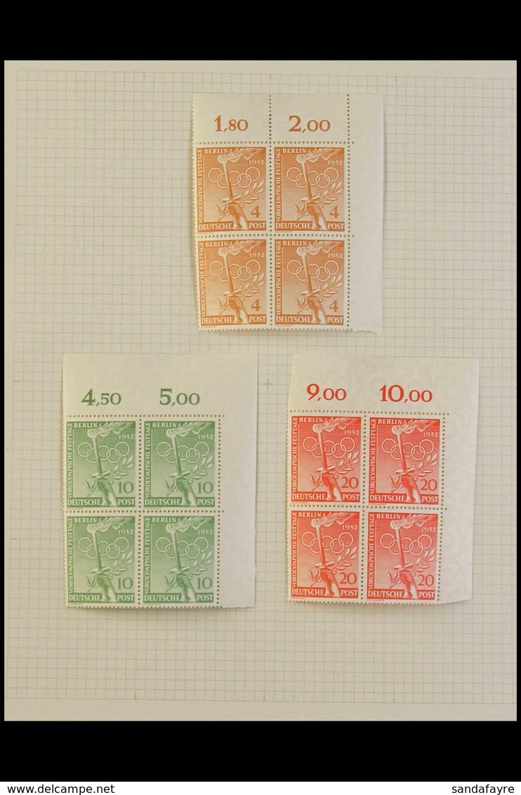 1949-1955 BLOCKS OF FOUR. SUPERB MINT/NEVER HINGED MINT COLLECTION Of All Different Blocks Of 4 On Leaves, Mostly Margin - Other & Unclassified