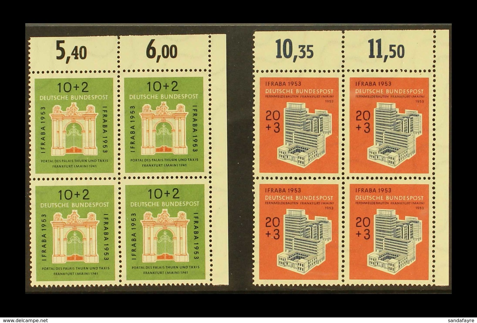 1953 IFRABA Philatelic Exhibition Complete Set (Michel 171/72, SG 1097/98), Superb Never Hinged Mint Upper Right Corner  - Other & Unclassified
