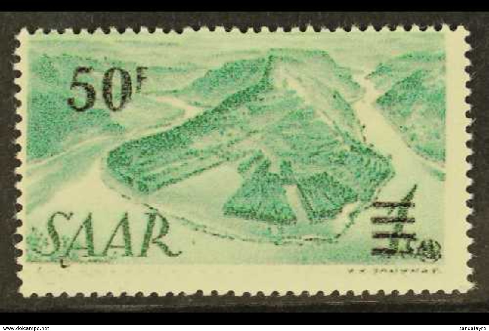 1947 50f On 1Sm Green Surcharge, Variety "PRINTED ON THE GUMMED SIDE", Mi. 238 II FA G, Very Fine NHM. Scarce And Impres - Altri & Non Classificati