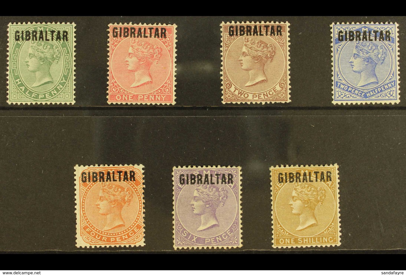 1886 "GIBRALTAR" Overprints On Bermuda Complete Set, SG 1/7, Fine Mint. (7 Stamps) For More Images, Please Visit Http:// - Gibraltar