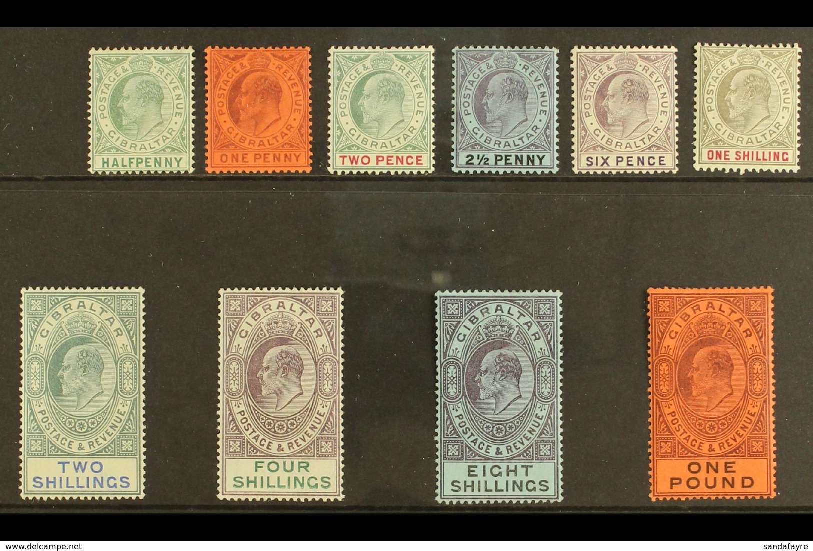 1903 Complete Definitive Set, SG 46/55, Very Fine Mint (10 Stamps) For More Images, Please Visit Http://www.sandafayre.c - Gibraltar