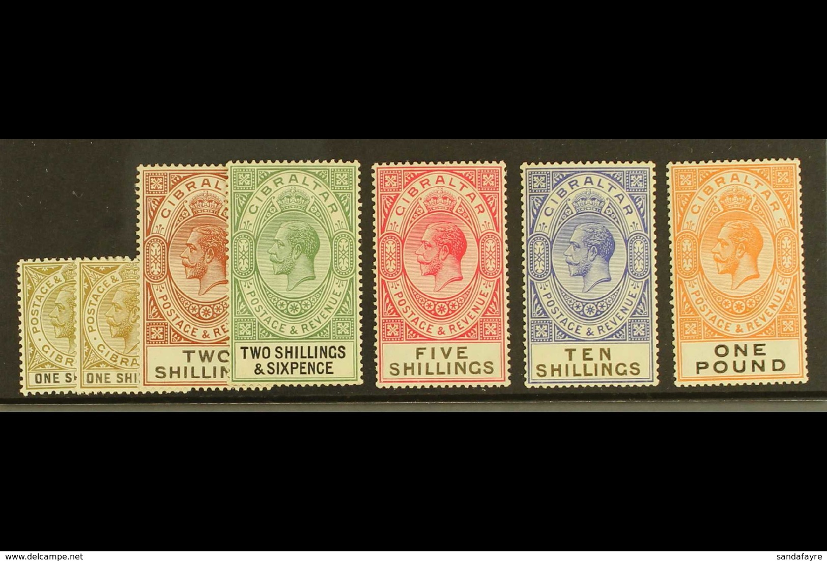 1925-32 King George V New Colours And Values Definitive Set Complete With Both 1s Shades, SG 102/107 Plus 102a, Very Fin - Gibilterra