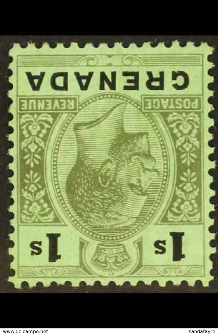 1913 1s Black On Green, Variety "Wmk Inverted", SG 98dw, Very Fine NHM. For More Images, Please Visit Http://www.sandafa - Grenada (...-1974)