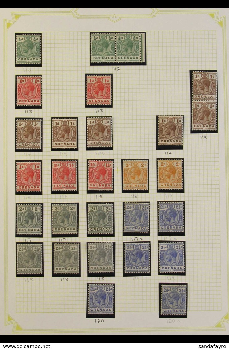 1921 - 1931 GEO V ISSUE Fresh Mint Collection With Values To 10s Incl Shades And Colour Changes Including 2½d Bright Blu - Grenada (...-1974)