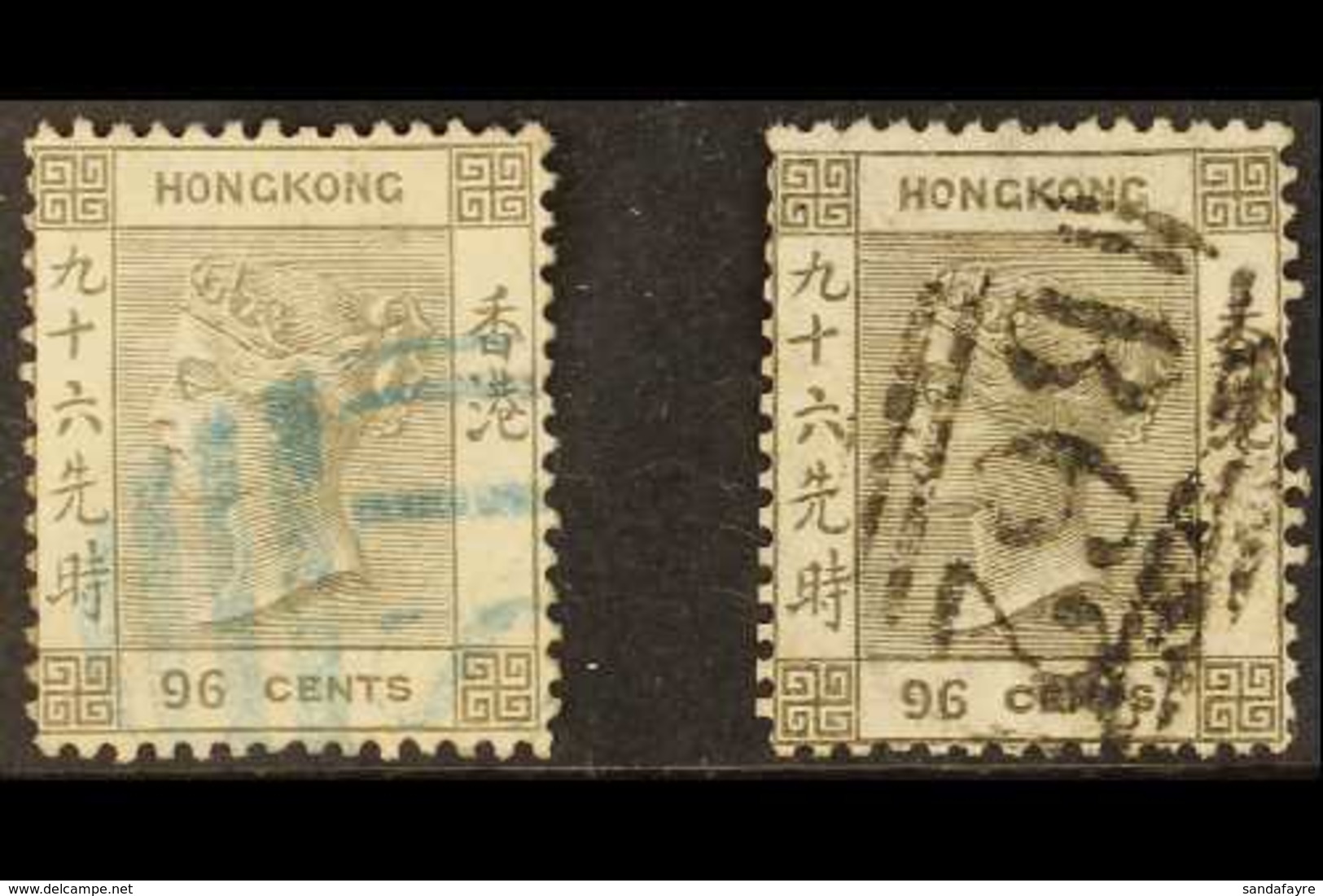 1863-71 CC Wmk 96c Brownish Grey & 96c Brownish Black, SG 19/19a, Good Used (2 Stamps) For More Images, Please Visit Htt - Other & Unclassified