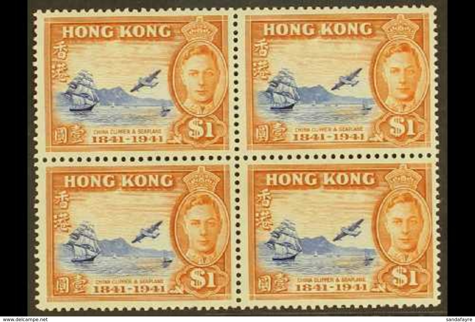 1941 $1 Blue & Orange "Centenary" Flying Boat, SG 168, Never Hinged Mint Block Of 4. (4 Stamps) For More Images, Please  - Other & Unclassified