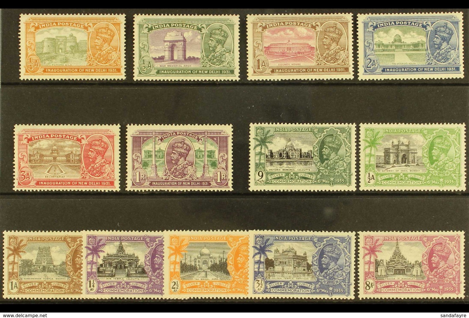 1931-35 NHM COMMEMORATIVE SETS. A Lovely Pair Of Sets On A Stock Card, Includes The 1931 New Delhi Set (SG 226/31) & The - Altri & Non Classificati