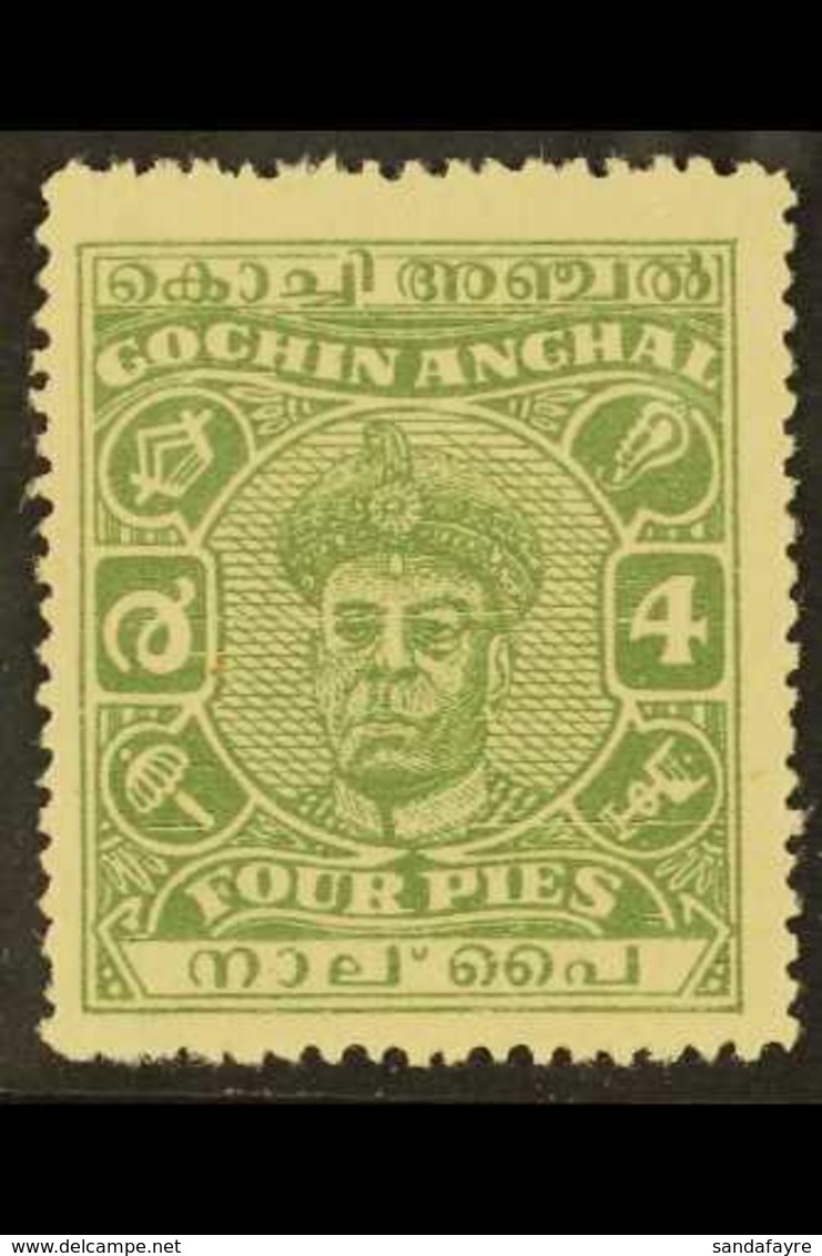 COCHIN 1946-48 4p Grey- Green Maharaja Ravi Varma, SG 103, Mint Without Gum As Issued, In Lovely Fresh Condition. A Grea - Other & Unclassified
