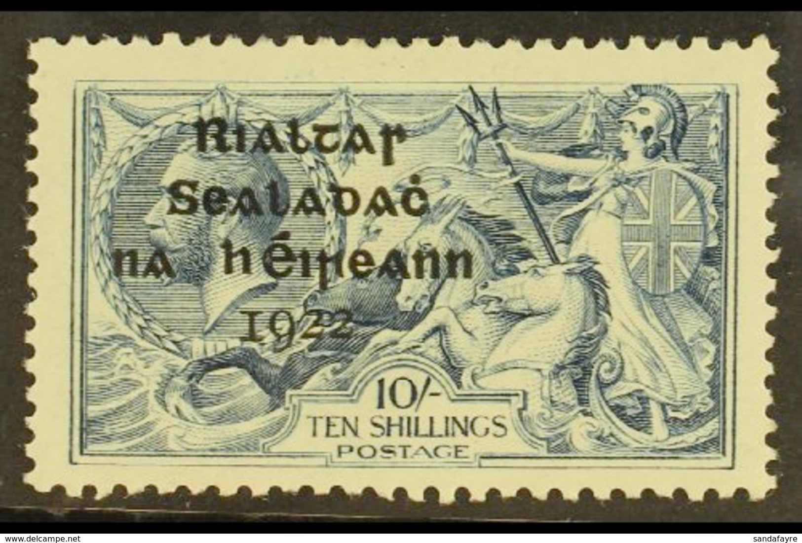 1922 DOLLARD 10s Dull Grey-blue Seahorse, SG 21, Showing Short Third Line, Very Fine Mint. For More Images, Please Visit - Other & Unclassified