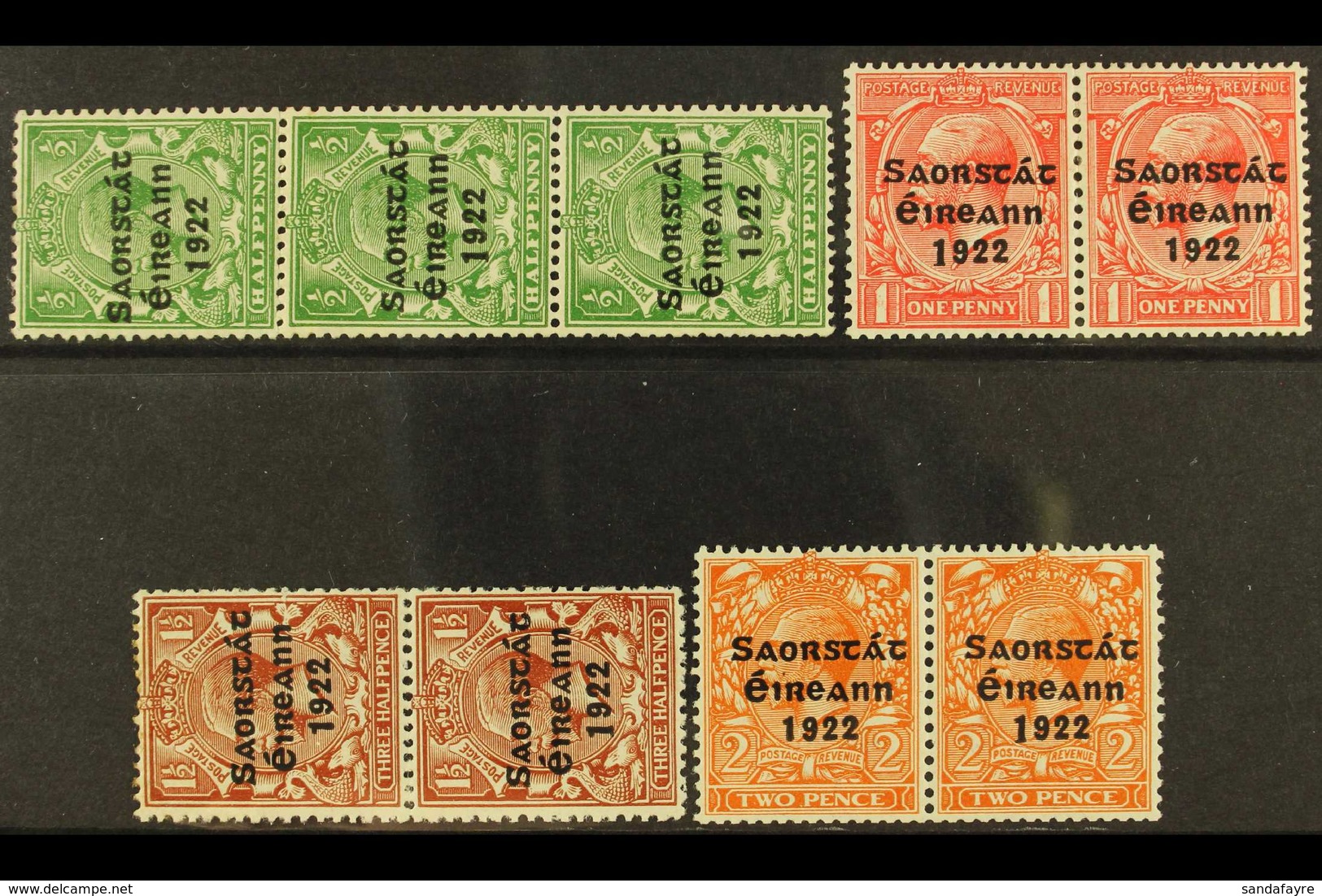 1923 Harrison Coil Stamps, ½d Vertical Coil Join Strip Of Three, 1d Horizontal Pair, 1½d Vertical Pair, And 2d Horizonta - Altri & Non Classificati