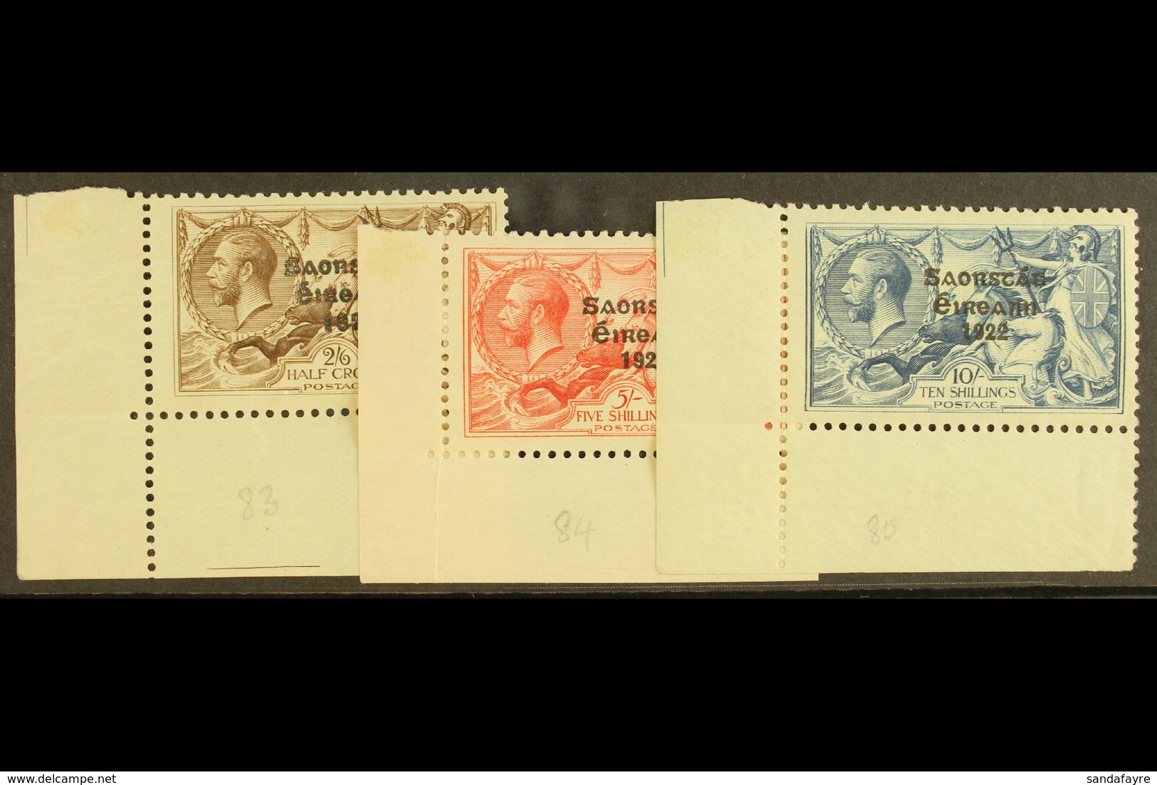 1925-28 Narrow Date Seahorses Set, SG 83/85, Superb Mint Matching Lower Left Corner Examples, The 2s6d And 5s Are Never  - Other & Unclassified