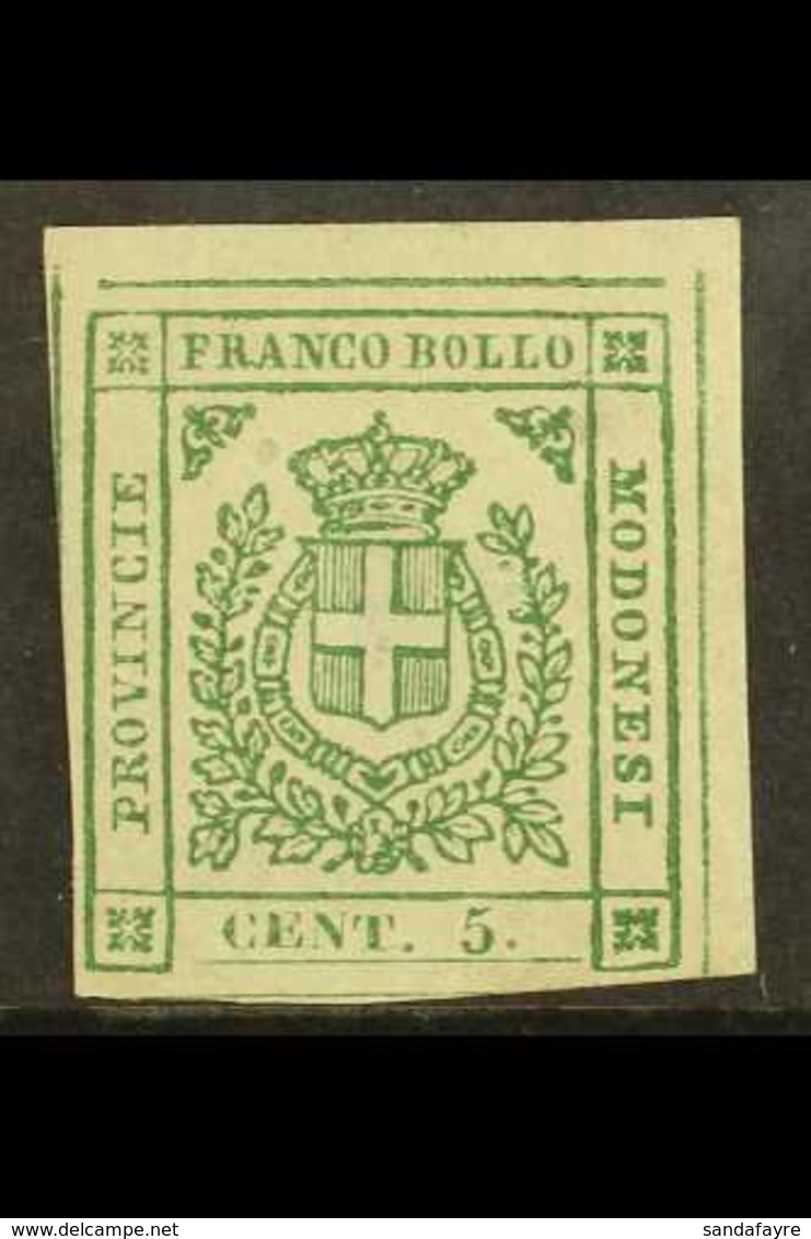 MODENA 1859 5c Green, Sass 12 Superb Mint With Huge Margins Showing Large Parts Of The Outer Frame Lines. Cat €2400 (£18 - Non Classificati