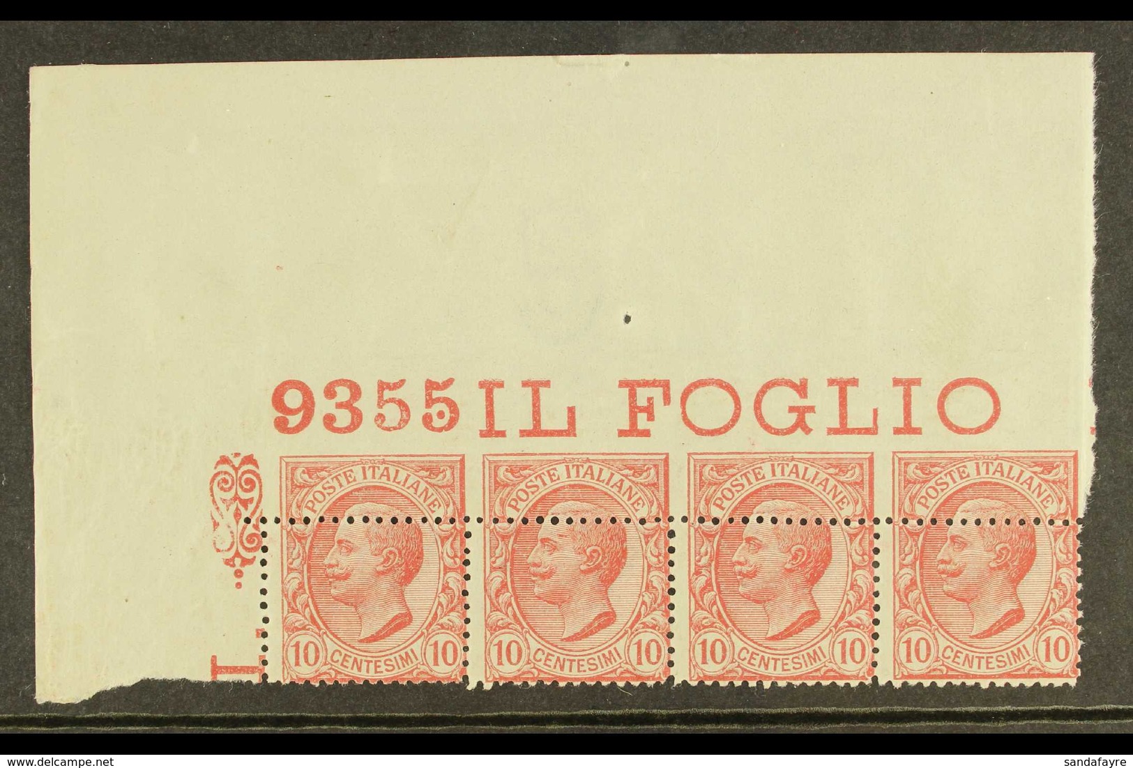1906 10c Rose - Magnificent Strip Of 4 From The Upper- Left Corner Of The Sheet Showing PERFORATIONS BADLY MISPLACED DOW - Non Classificati