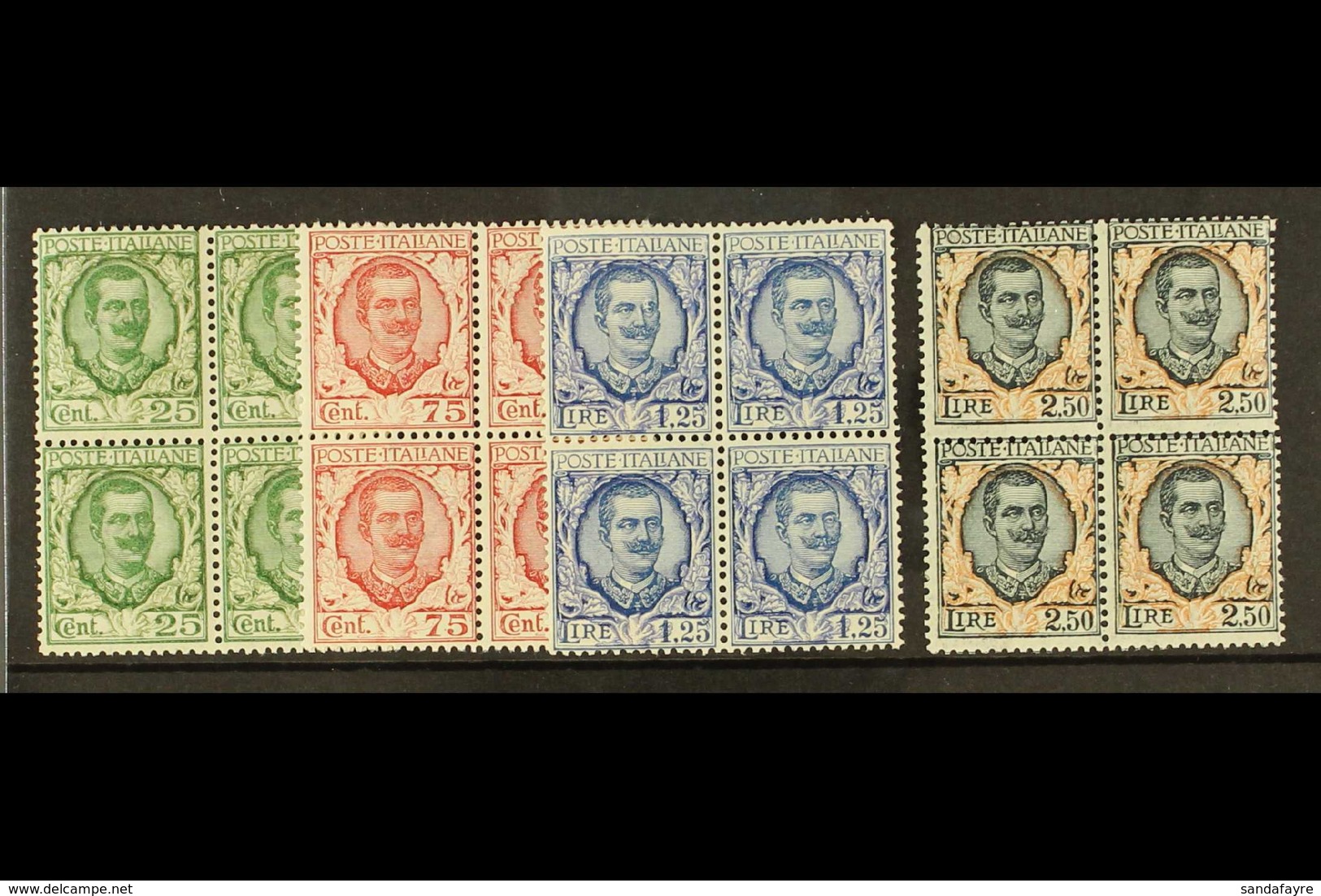 1926 25c - 2L50 "Floreale" Set, Sass S41, In Superb NHM Blocks Of 4. Cat €1100  (£935) (16 Stamps) For More Images, Plea - Unclassified