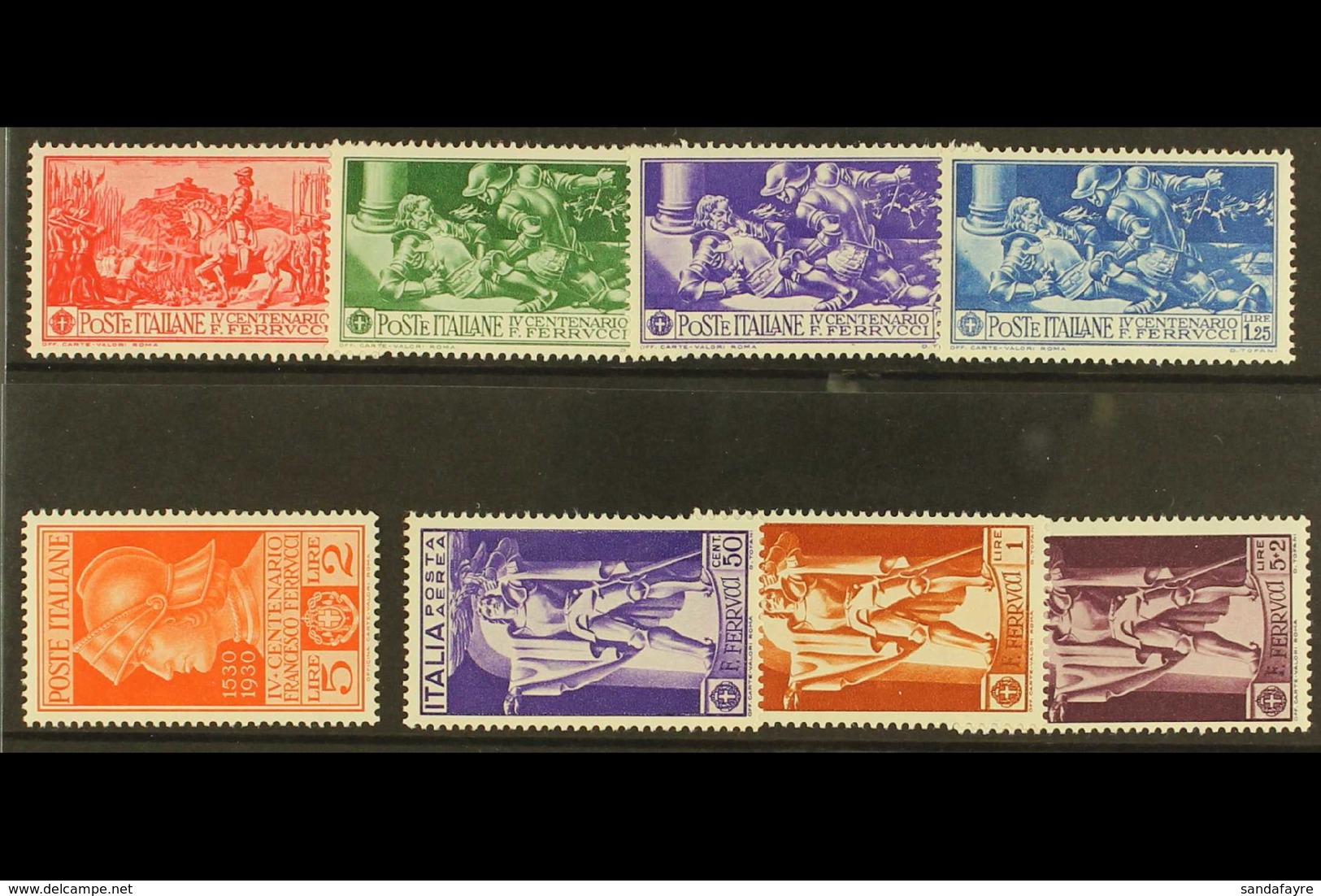 1930 Ferrucci Death Anniversary Set, Sassone 276/80, A18/20, Mi 337/44, Never Hinged Mint (8 Stamps). For More Images, P - Non Classificati