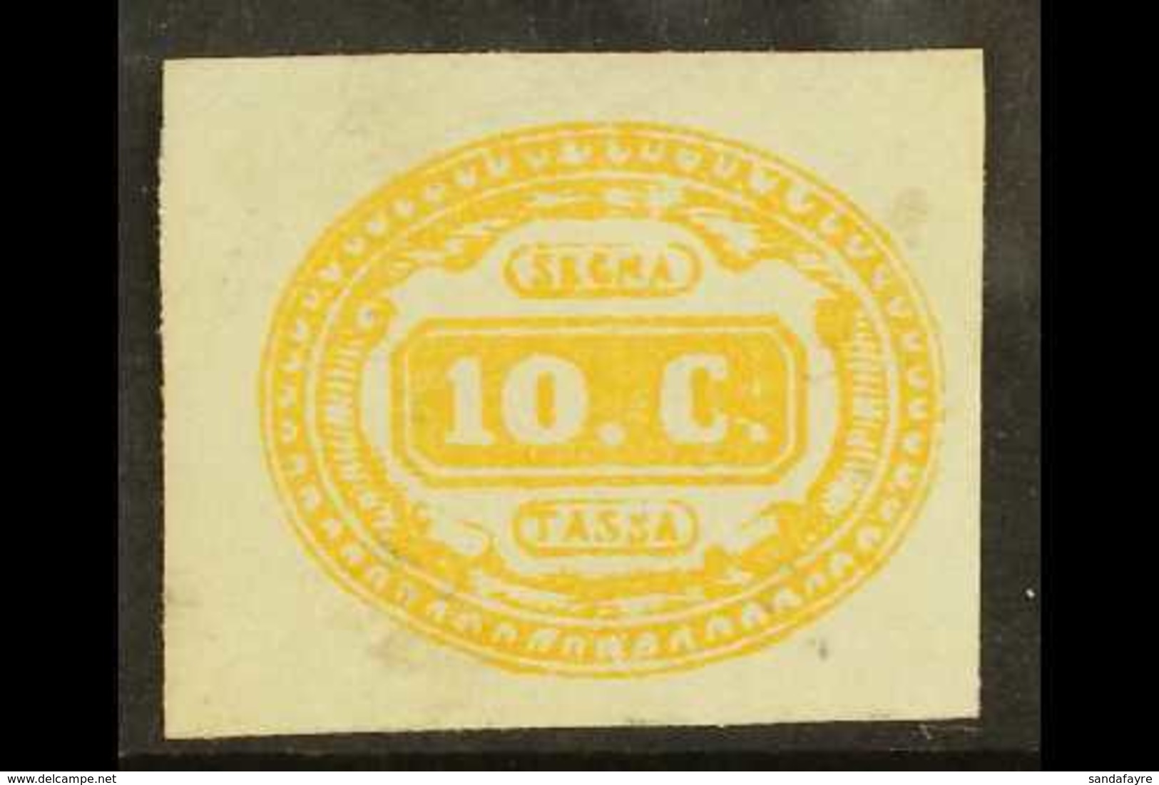 POSTAGE DUES 1863 10c Yellow Postage Due, Sass 1, Superb Mint Original Gum With Large Clear Margins. Raybaudi Photo Cert - Non Classificati