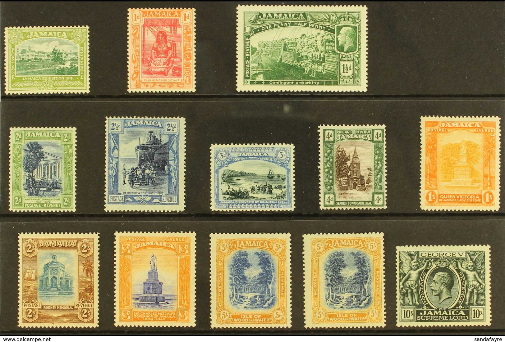 1919-21 Pictorial Definitive Set, MCA Wmk Plus 5s Listed Shade, SG 78/89, Fine Mint (13 Stamps) For More Images, Please  - Giamaica (...-1961)