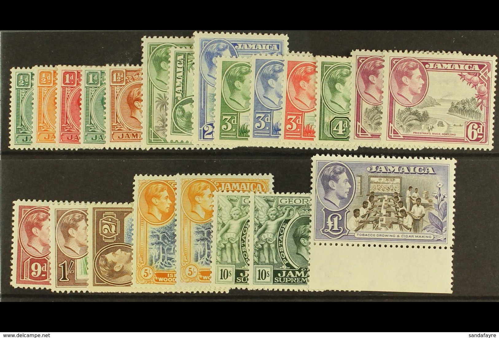 1938-52 Complete Set, SG 121/133a, Plus Perf. Changes 2d, 6d, 5s And 10s, Superb Never Hinged Mint. (22 Stamps) For More - Giamaica (...-1961)