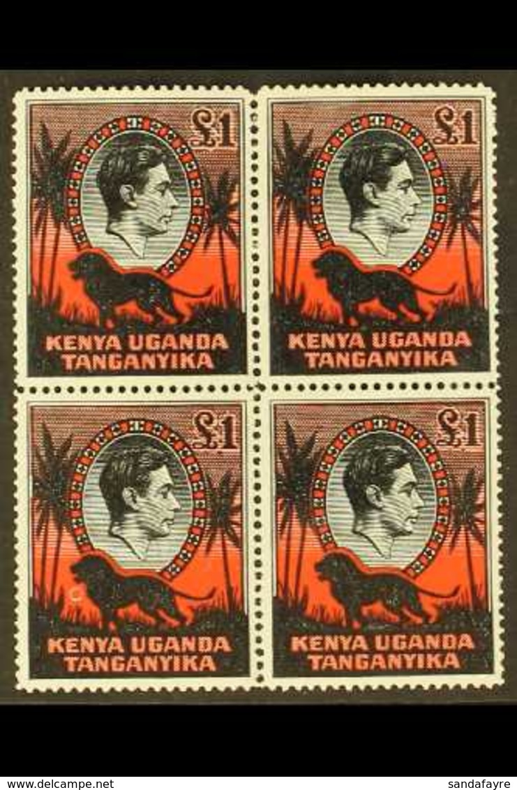 1938-54 £1 Black & Red - Perf 14, SG 150a, Never Hinged Mint Block Of 4. Lovely (4 Stamps) For More Images, Please Visit - Vide