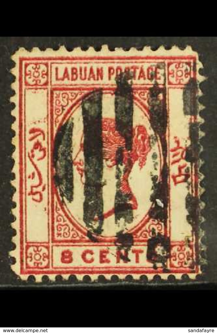 1880-82 8c Carmine Wmk Reversed With ENTIRE DESIGN SLIGHTLY DOUBLED, SG 7 Variety, Good Used. For More Images, Please Vi - North Borneo (...-1963)