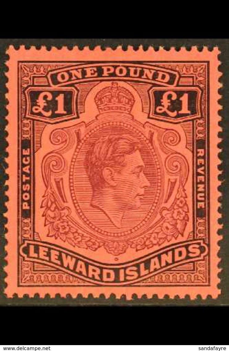 1938-51 £1 Purple & Black/carmine, SG 114a, Never Hinged Mint For More Images, Please Visit Http://www.sandafayre.com/it - Leeward  Islands
