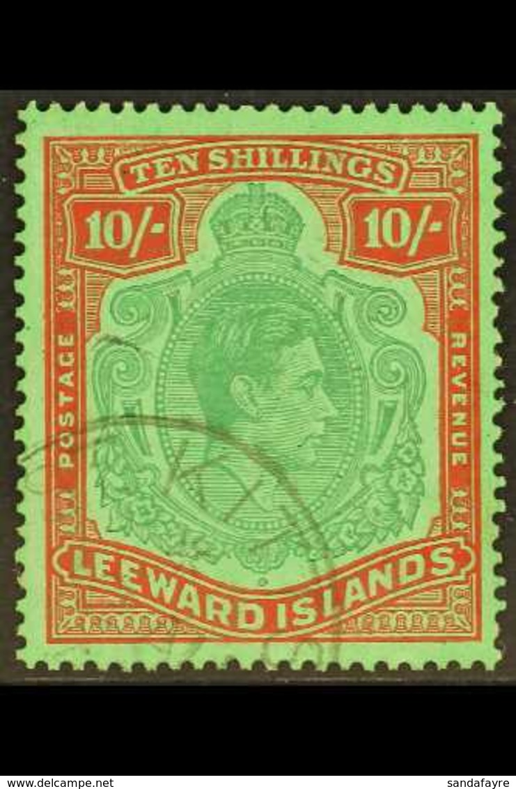 1938-51 10s Deep Green & Vermillion Green, SG 113c, Used With "St Kitts" Cds Cancel For More Images, Please Visit Http:/ - Leeward  Islands