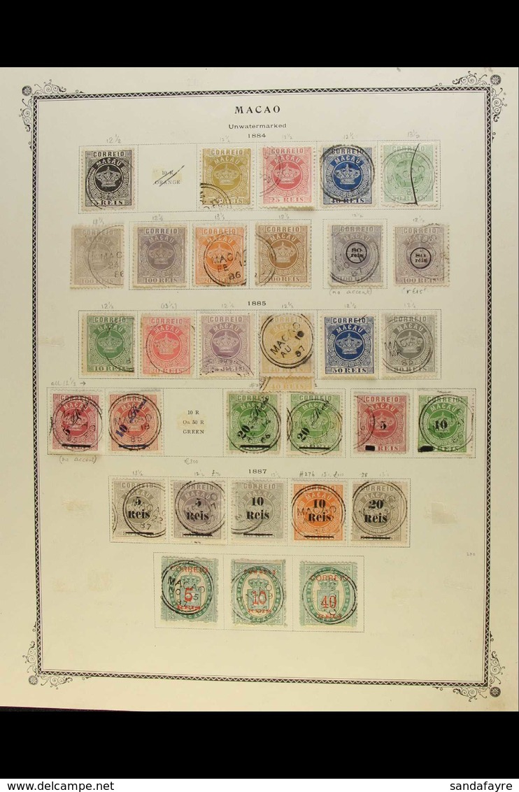 1884-1887 USED CROWNS COLLECTION Presented On A Printed Page. Includes 1884 Perf 12½ 5r, 20r, 25r, 40r, 100r & 300r Plus - Other & Unclassified
